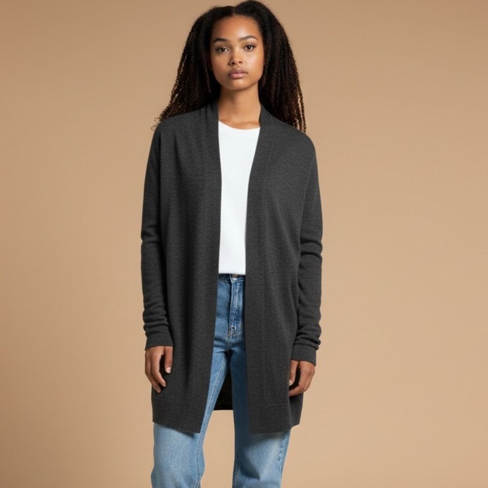Eileen Fisher Women's XS Gray Merino Wool Long Cardigan‎ Sweater
